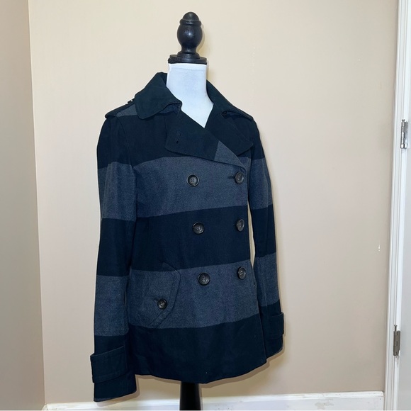 GAP Women's Black & Gray Double Breasted Casual Warm Feminine Peacoat Size L - Picture 3 of 12